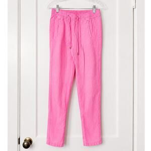 Lilly Pulitzer Pink 100% Linen Drawstring Pull-On Pants Women’s XXS Coastal